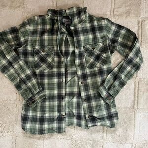 Green Hooded Button-down Flannel, Carhart